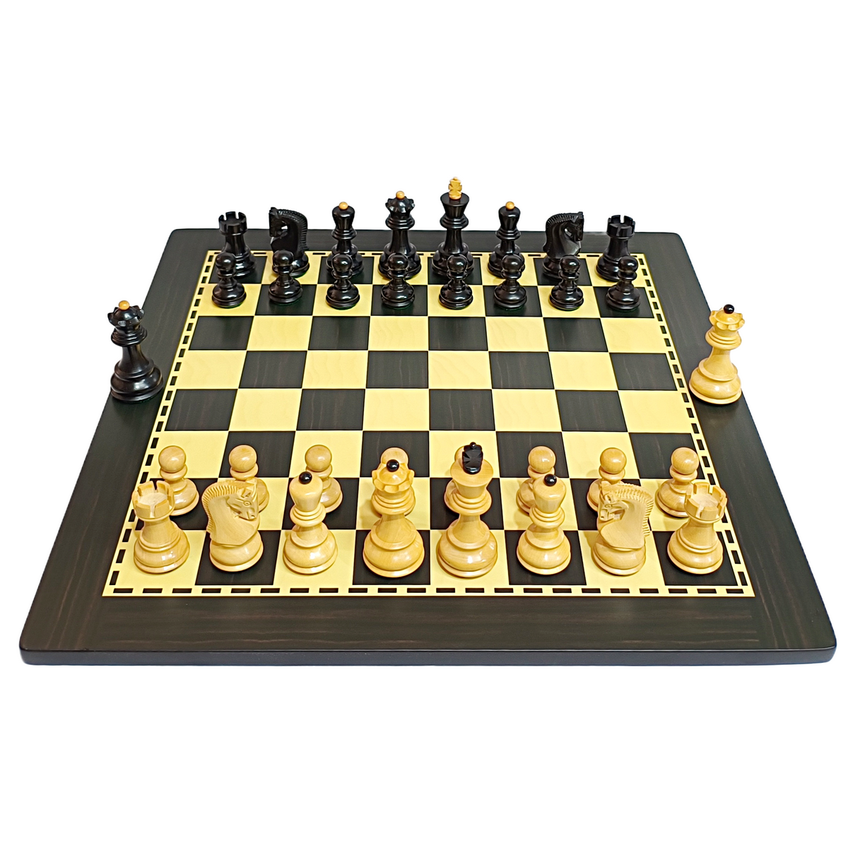 Russian Zagreb Wooden Chess Set – Black & Cream Pieces with an MDF Wood Board
