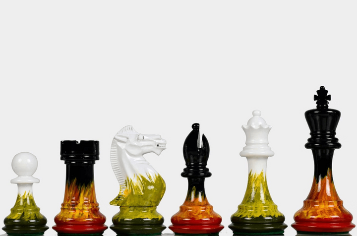 Flame & Frost Hand Painted Staunton Weighted Wooden Chess Pieces – 4.37″ King My Chess Sets