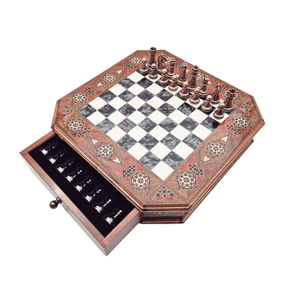 Octagon Chess Set - Walnut and Rosewood My Chess Sets