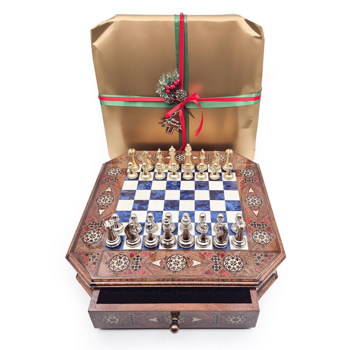 Limited Edition Luxury Octagon Chess Set - Walnut and Rosewood My Chess Sets