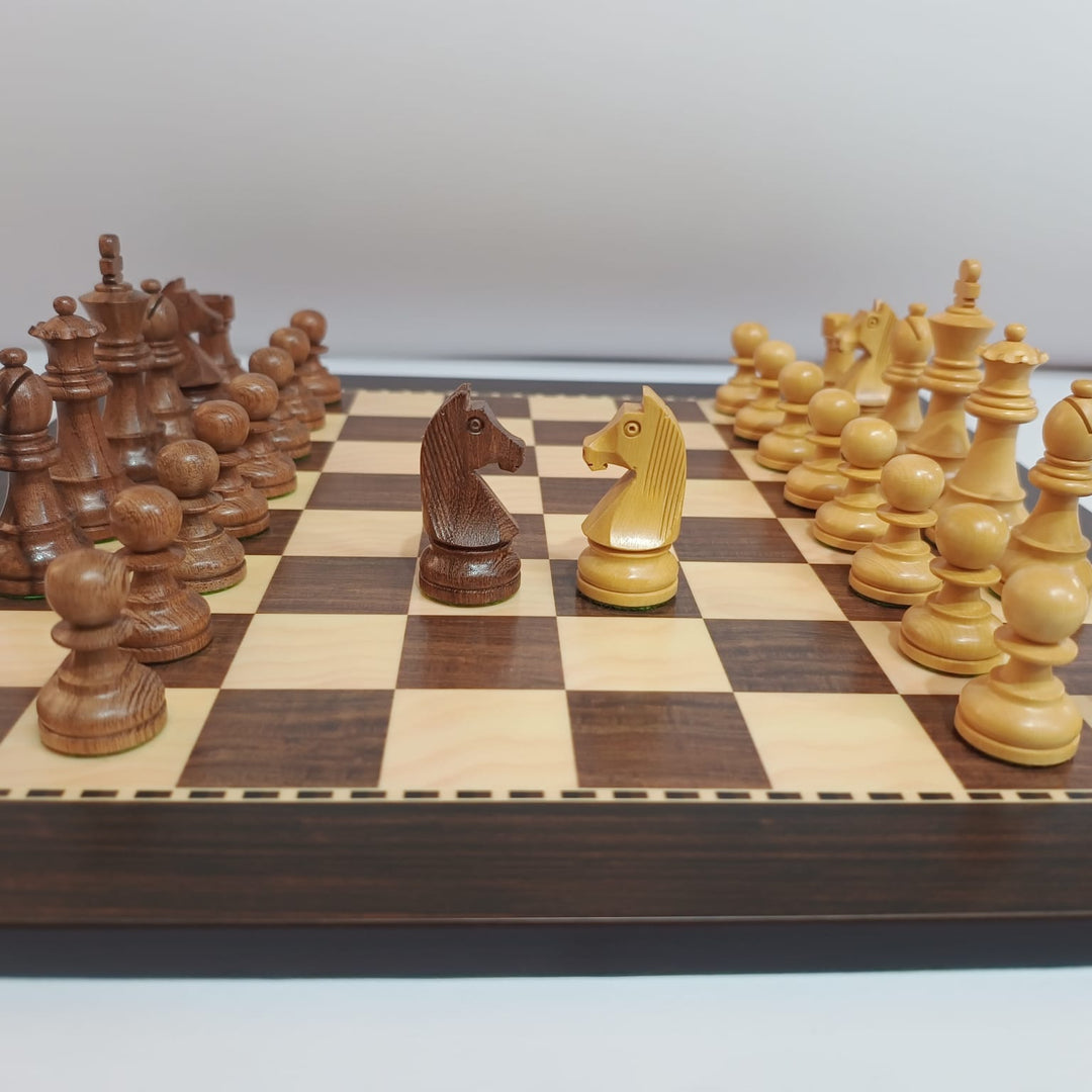 Classic Tournament Chess Set with MDF Chess Board - Brown & Beige