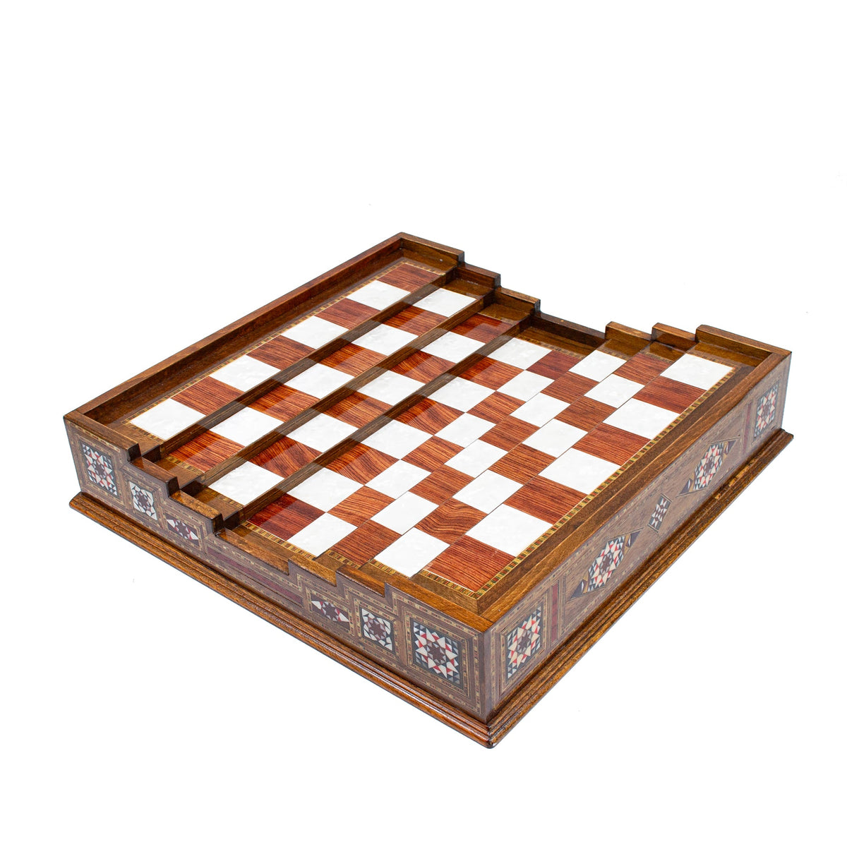 Hand Made Unique Arena Chess Board with Classic Luxury Metal Chess Pieces - Stairs Chess Board