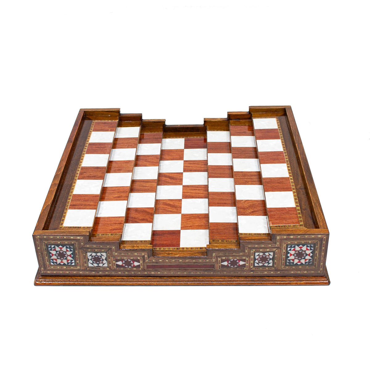 Hand Made Unique Arena Chess Board with Classic Luxury Metal Chess Pieces - Stairs Chess Board