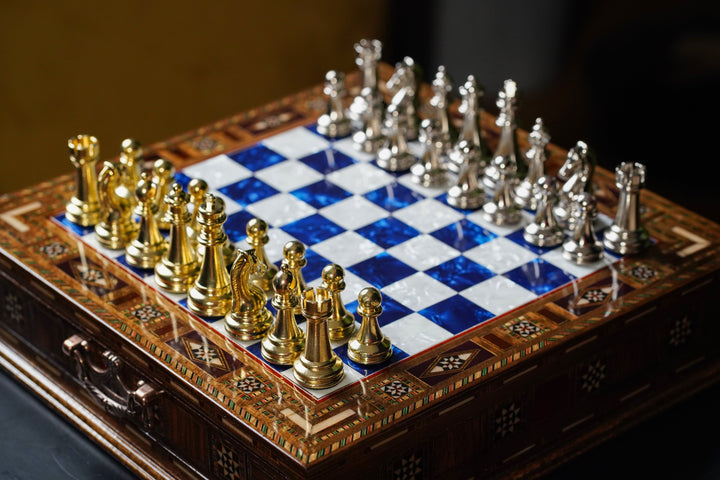 Handmade Luxury Chess Set With Storage Units (Blue)My Chess Sets