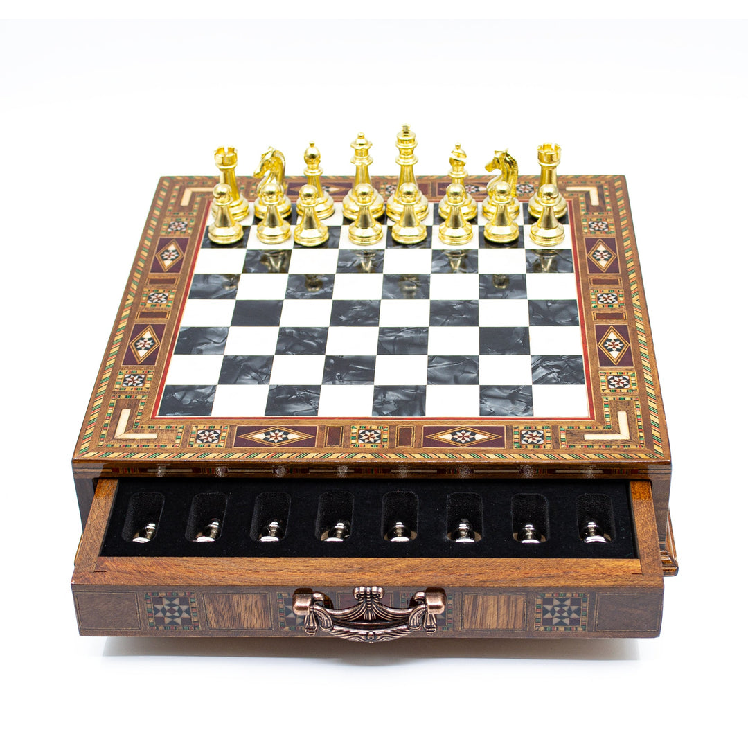 Luxury wooden chess set with storage units (Black / Gold)My Chess Sets