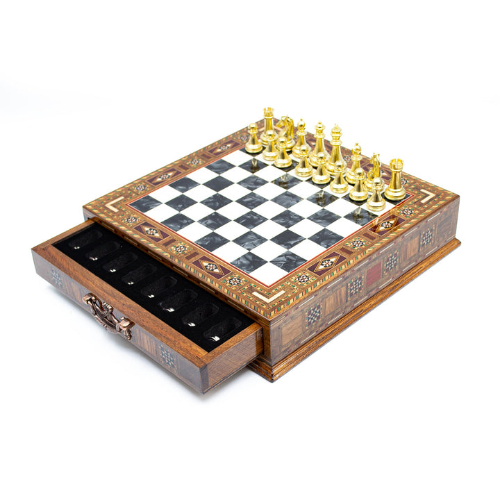 Luxury wooden chess set with storage units (Black / Gold)My Chess Sets