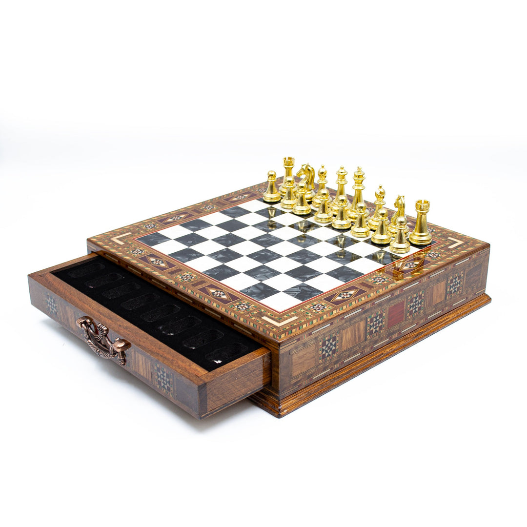 Luxury wooden chess set with storage units (Black / Gold)My Chess Sets