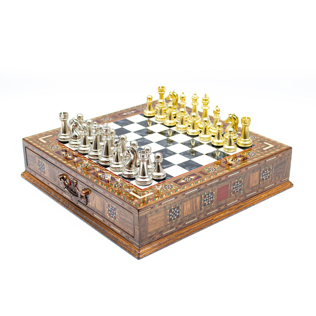 Luxury wooden chess set with storage units (Black / Gold)My Chess Sets