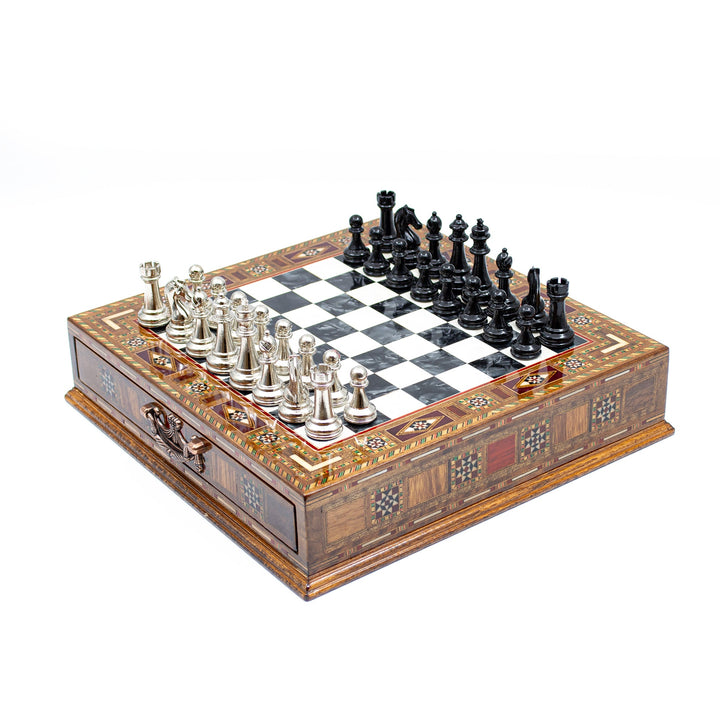 Luxury wooden chess set with storage units (Black / Gold)My Chess Sets