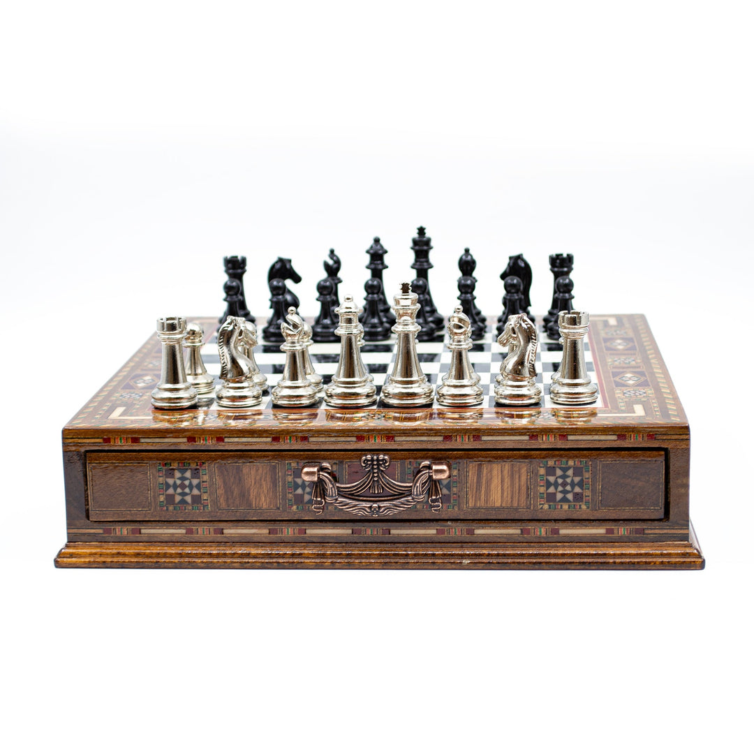 Luxury wooden chess set with storage units (Black / Gold)My Chess Sets