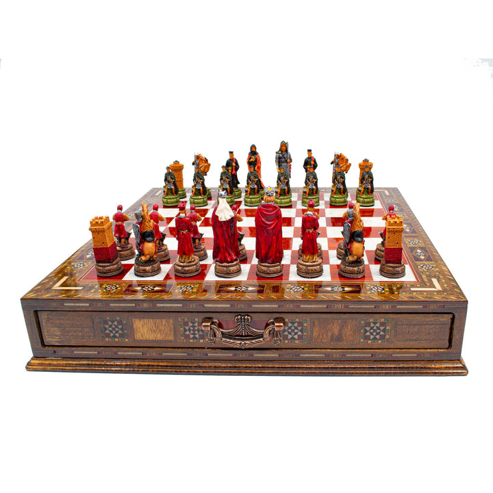 Luxury Wooden Camelot Army Themed Chess Set With Storage Units