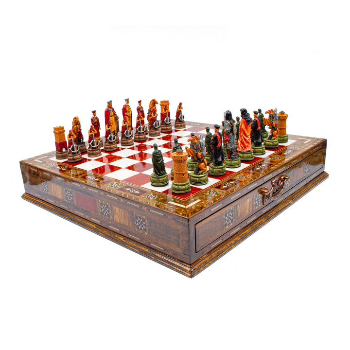 Luxury Wooden Camelot Army Themed Chess Set With Storage Units