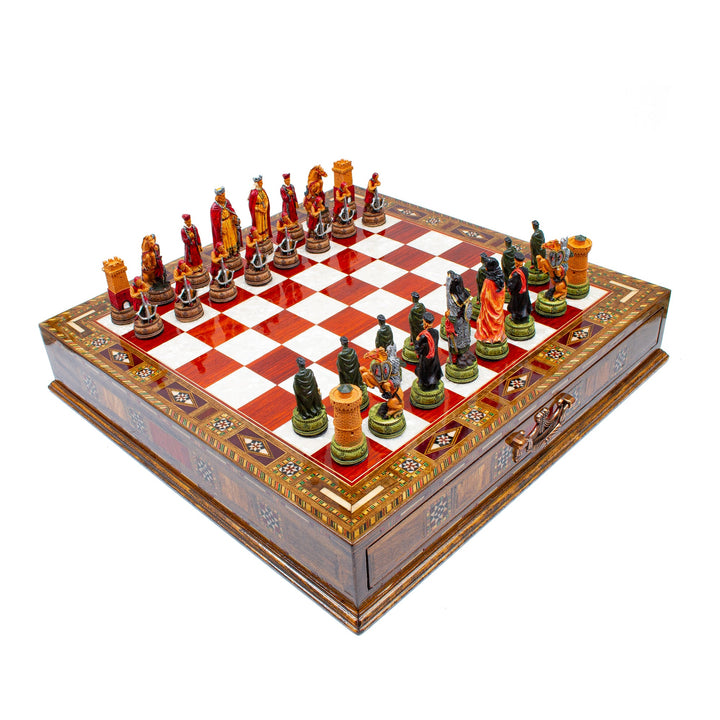 Luxury Wooden Camelot Army Themed Chess Set With Storage Units