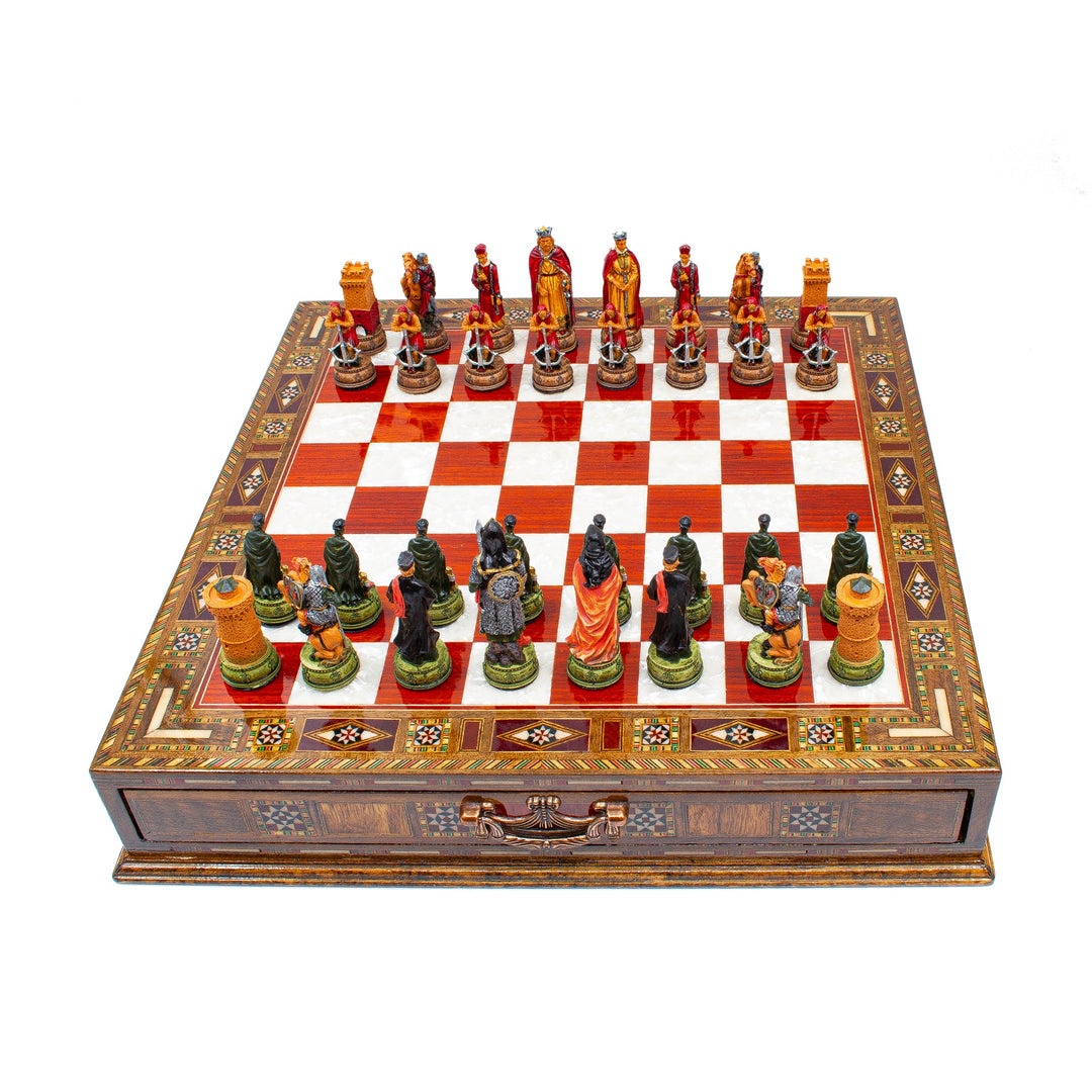 Luxury Wooden Camelot Army Themed Chess Set With Storage Units