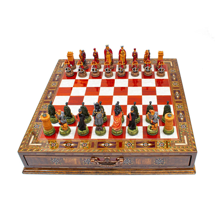 Luxury Wooden Camelot Army Themed Chess Set With Storage Units