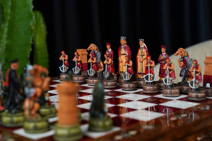 Luxury Wooden Camelot Army Themed Chess Set With Storage Units