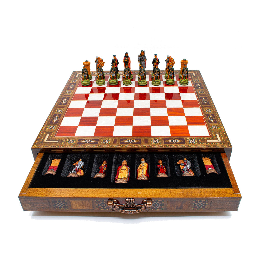 Luxury Wooden Camelot Army Themed Chess Set With Storage Units