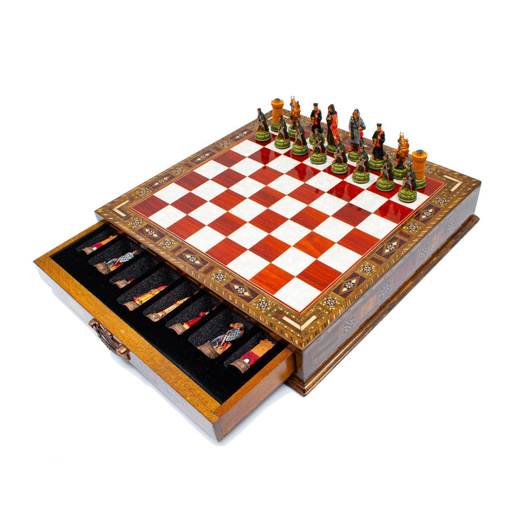 Luxury Wooden Camelot Army Themed Chess Set With Storage Units