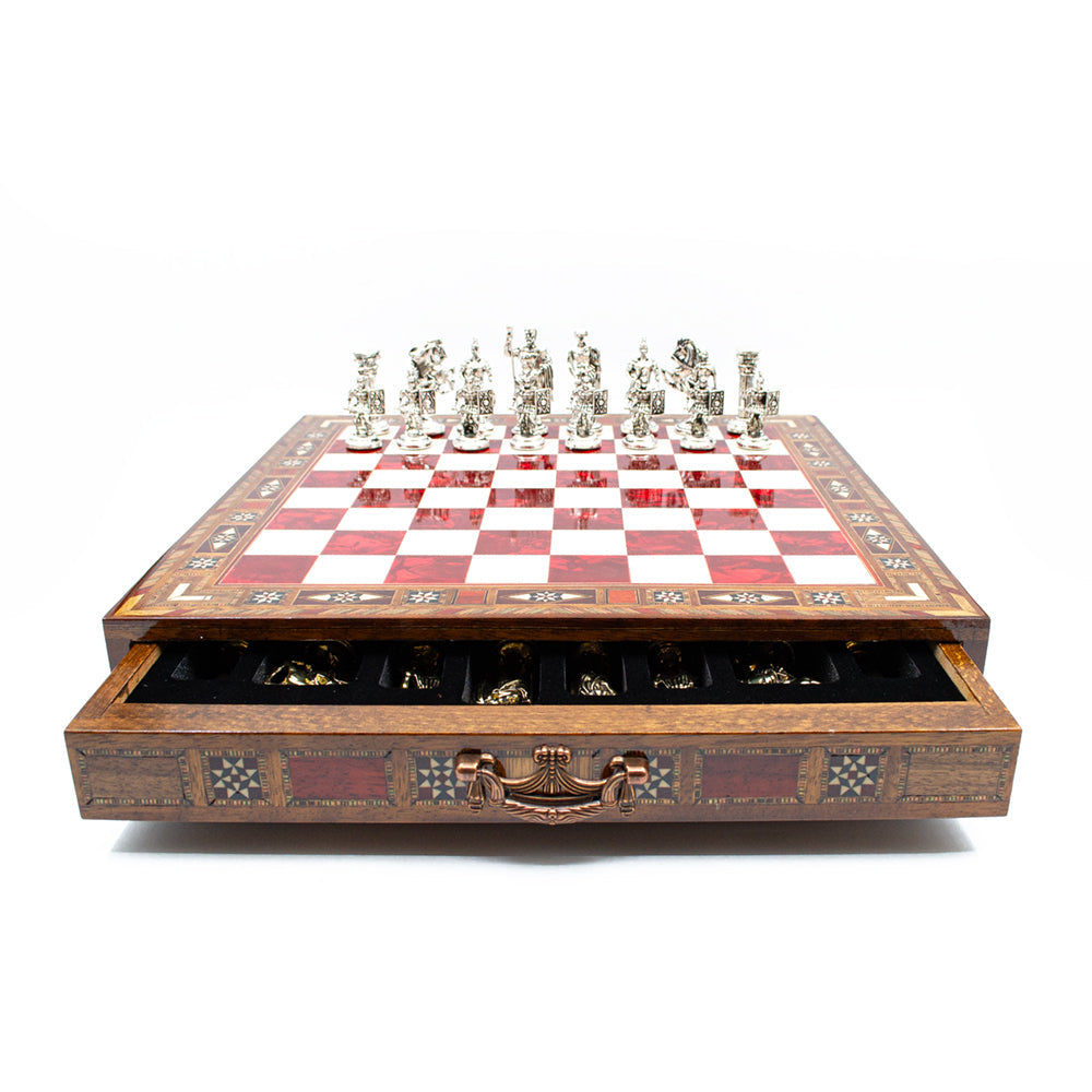 Roman’s Era Themed Luxurious Chess Set With Storage UnitsMy Chess Sets