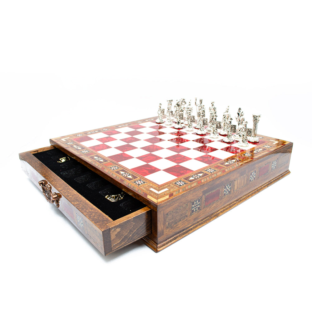 Roman’s Era Themed Luxurious Chess Set With Storage UnitsMy Chess Sets