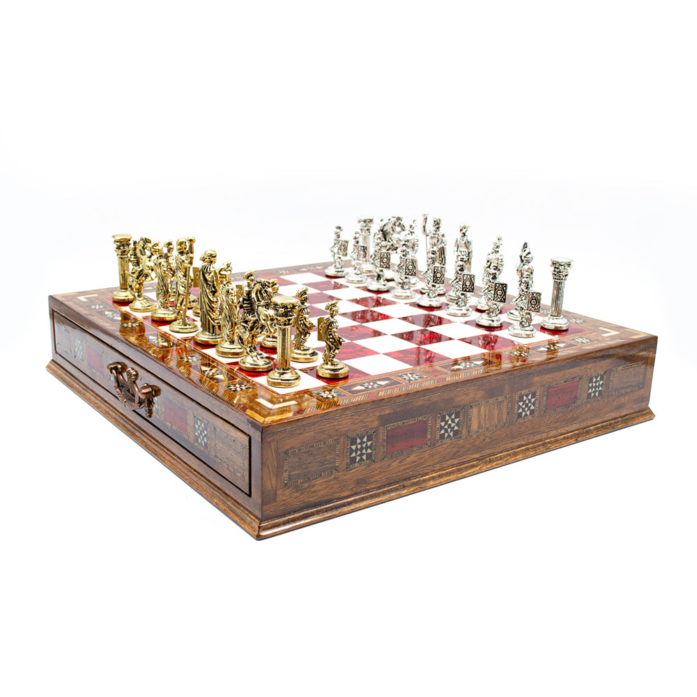 Roman’s Era Themed Luxurious Chess Set With Storage UnitsMy Chess Sets