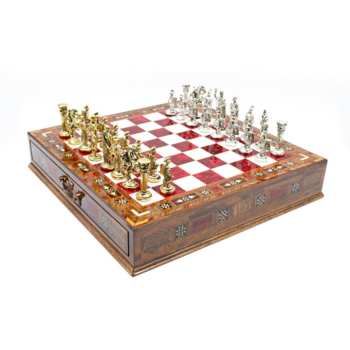 Roman’s Era Themed Luxurious Chess Set With Storage UnitsMy Chess Sets