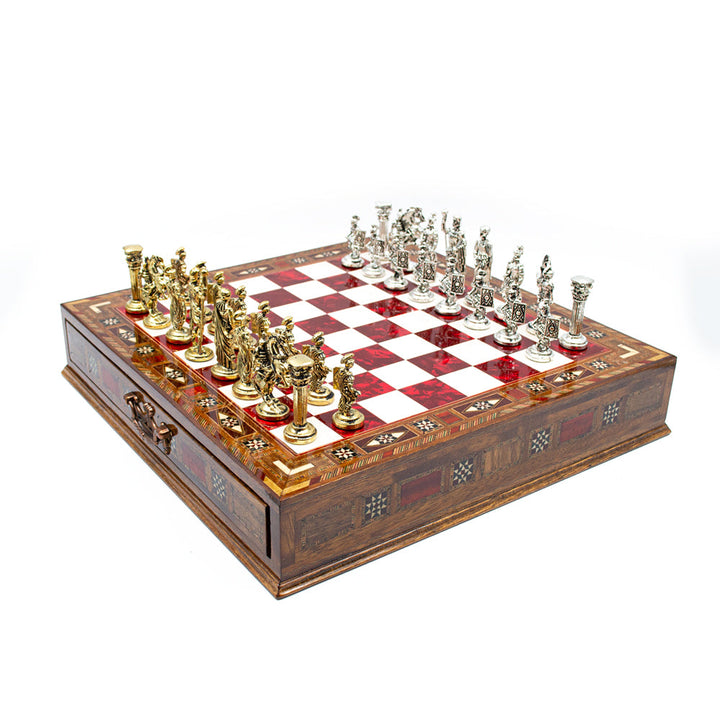 Roman’s Era Themed Luxurious Chess Set With Storage UnitsMy Chess Sets