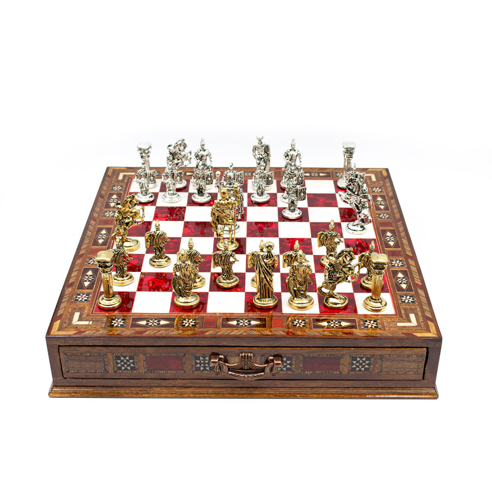 Roman’s Era Themed Luxurious Chess Set With Storage UnitsMy Chess Sets