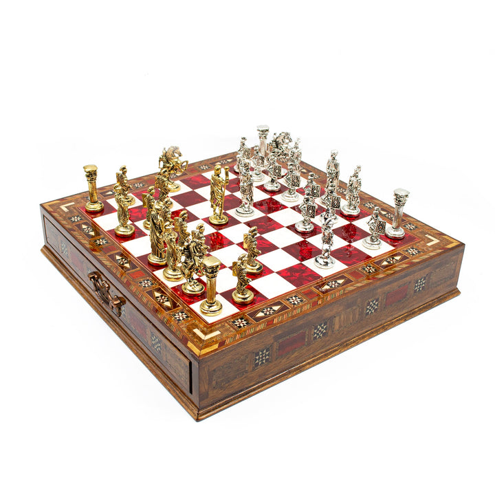 Roman’s Era Themed Luxurious Chess Set With Storage UnitsMy Chess Sets