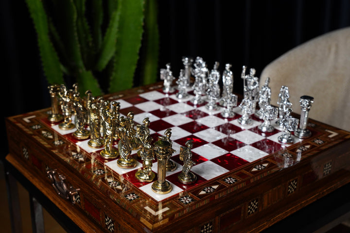 Roman’s Era Themed Luxurious Chess Set With Storage UnitsMy Chess Sets