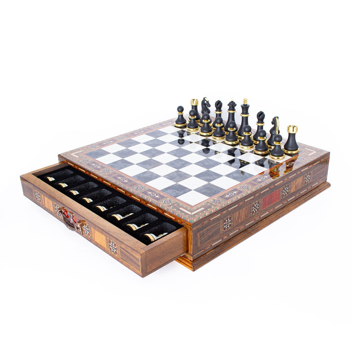 Custom Luxury Chess Set With Storage Units (Walnut)My Chess Sets