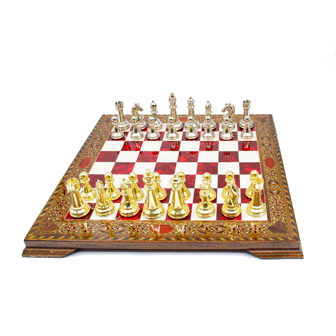 Mosaic Wooden Chess Board with Classic Chess PiecesMy Chess Sets