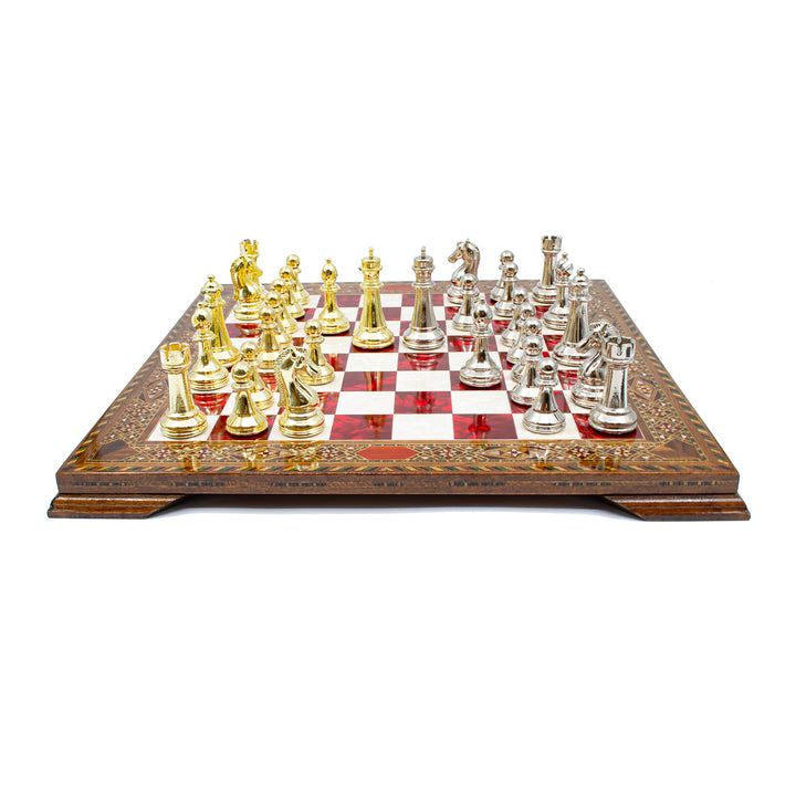 Mosaic Wooden Chess Board with Classic Chess PiecesMy Chess Sets