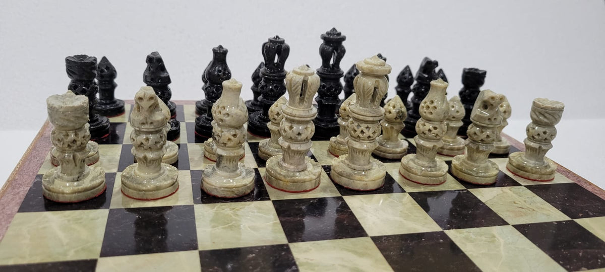 Wooden Chess Set With A Hidden Key And Velvet Storage Department