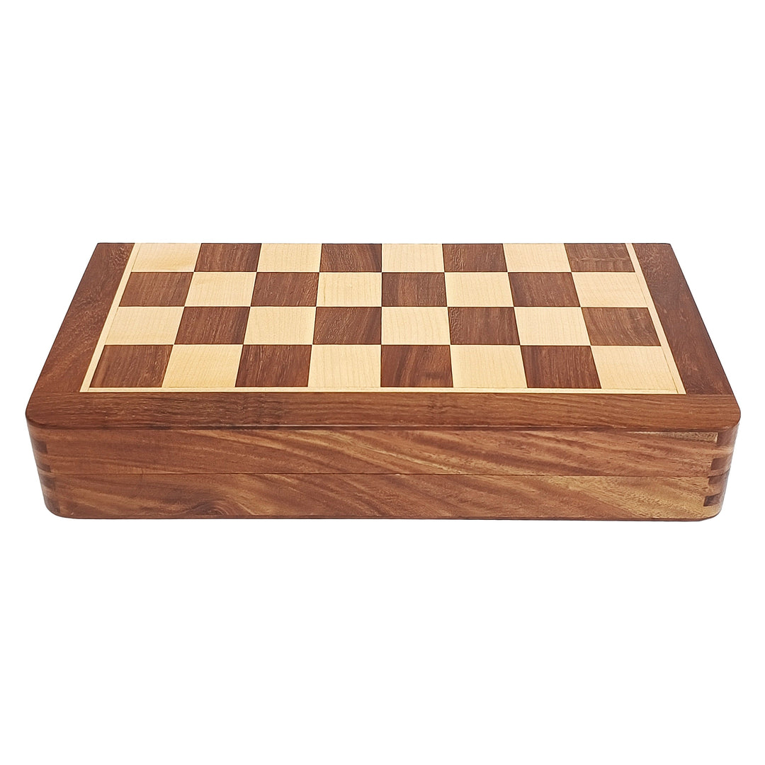 Magnetic Travel Chess Set - 10" & 12" Folding Board in Golden Rosewood & Maple - My Chess Sets