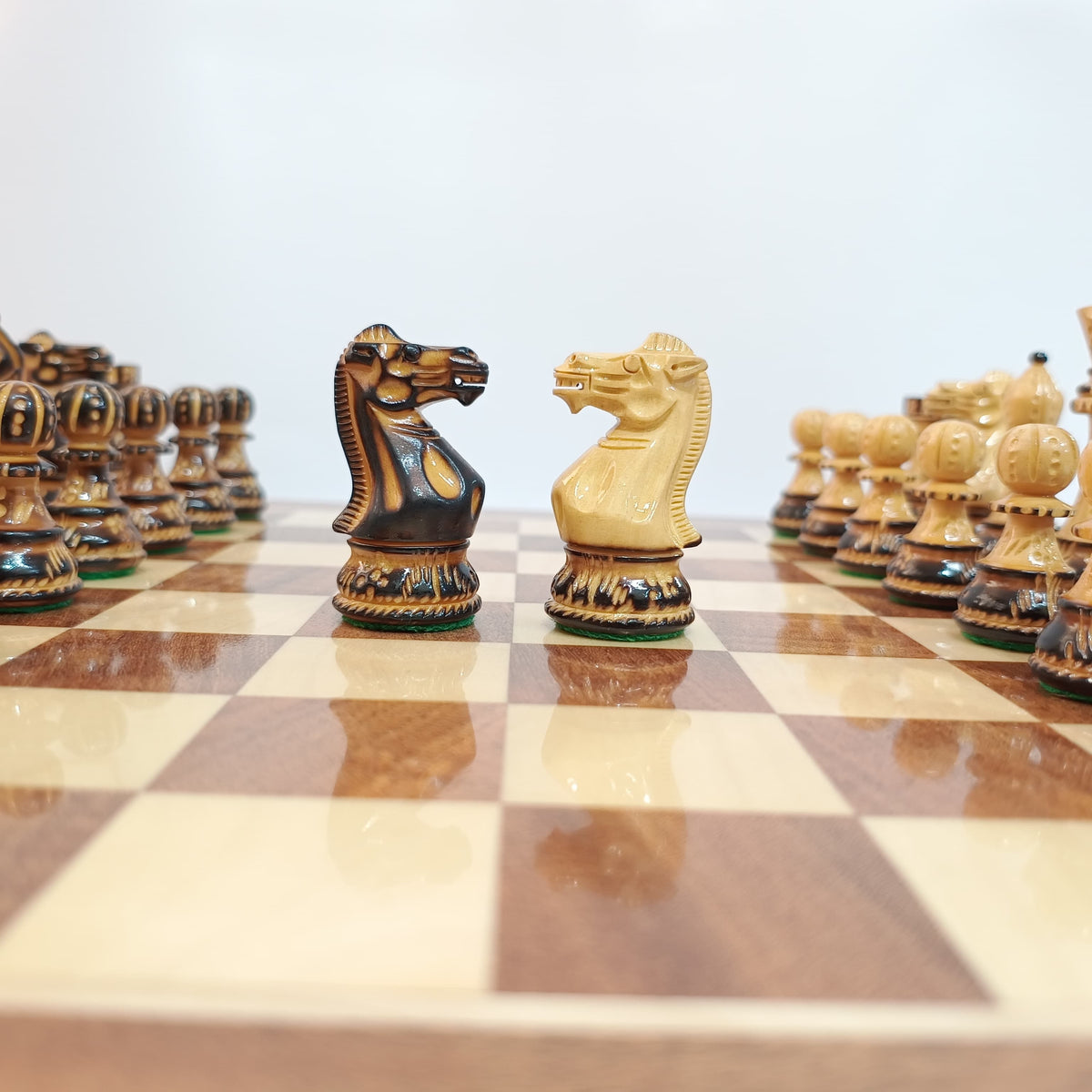 Classic Staunton Burnt Boxwood Professional Chess Pieces - Hand Carved - 3.9" King