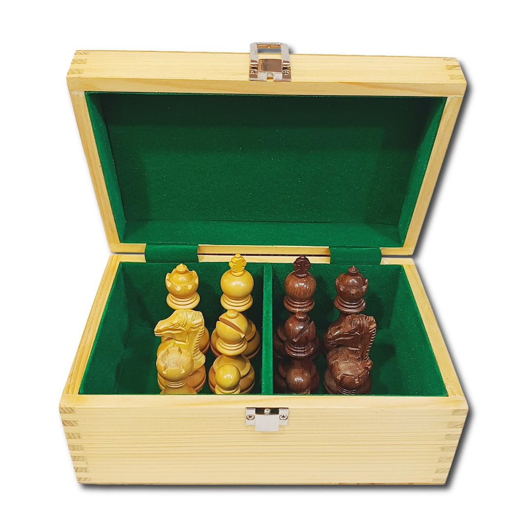 Pine Wood Chess Pieces Storage Box With Velvet Interior My Chess Sets